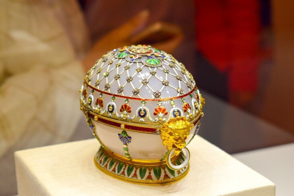 A Faberge egg at the Faberge Museum in Saint-Petersburg, Russia