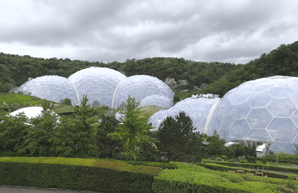 The futuristic biomes for the Eden Project