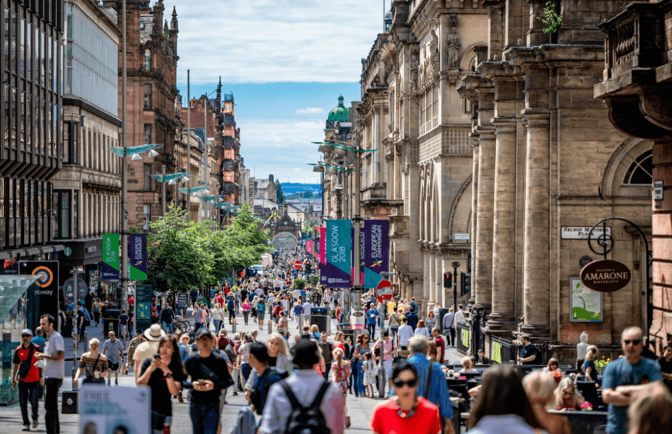 A busy street in Glasgow