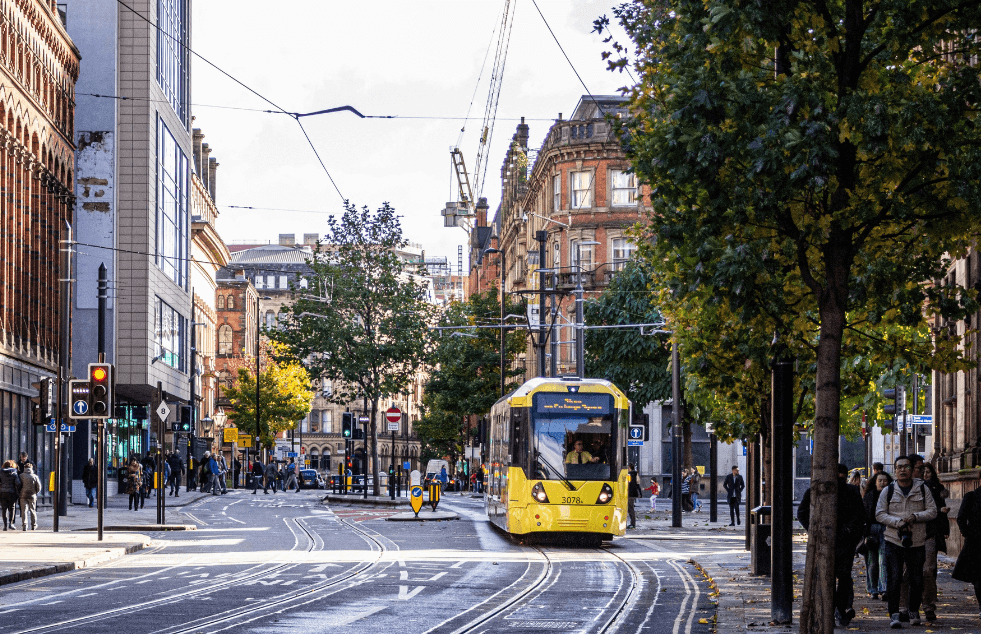 A busy street in Manchester