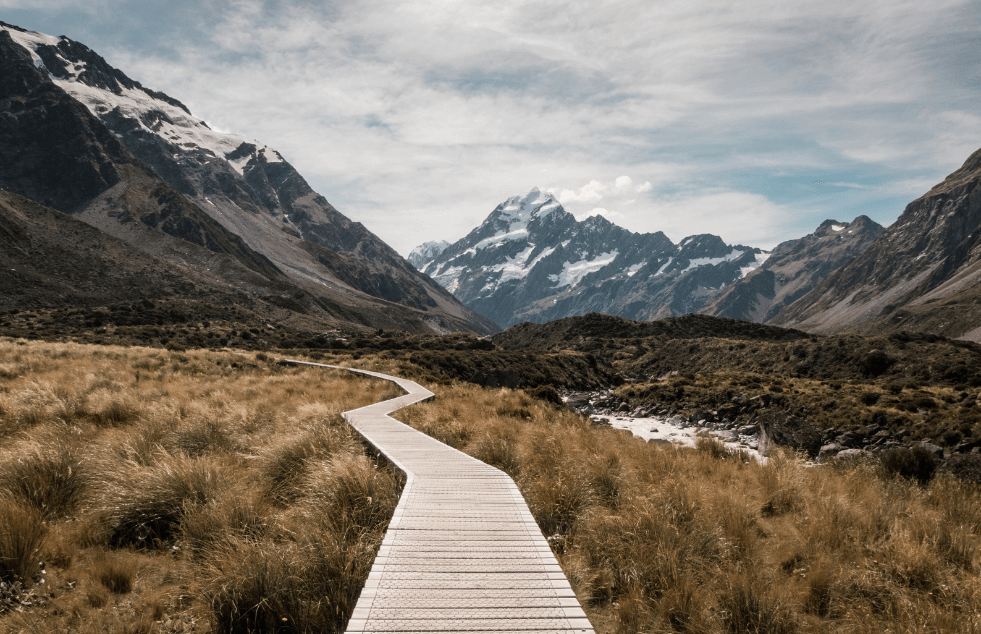 A walking track neat Mount Cook