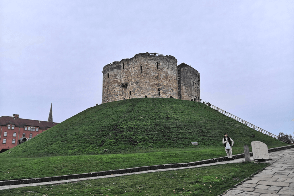 The imposing Clifford's Tower - one of York's most famous landmarks
