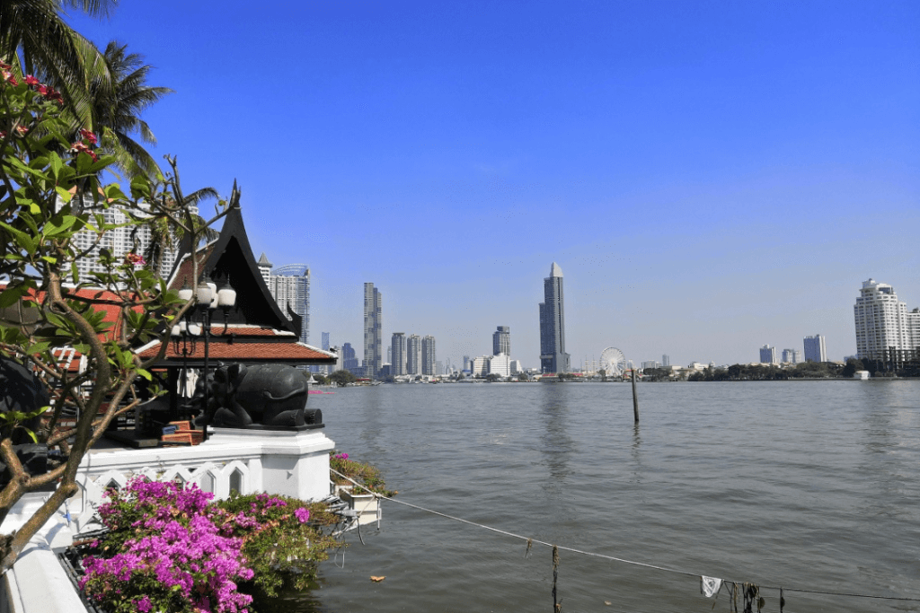 The view from Anantara Riverside Bangkok's river terrace