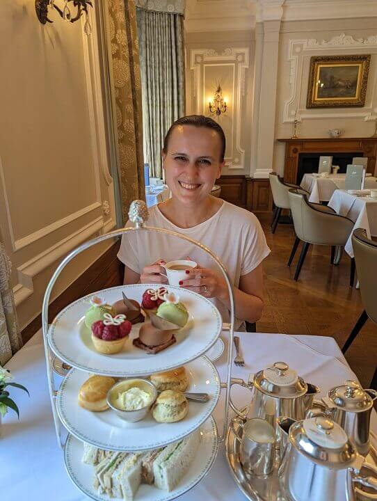 Enjoying afternoon tea at the Imperial Room at Bettys Harrogate