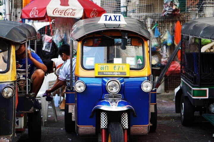 Tuk-tuks are a local transport alternative to Uber in Thailand