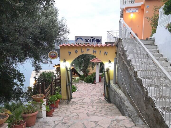 Entrance to the Dolphin - a family-run restaurant in Paleokastritsa