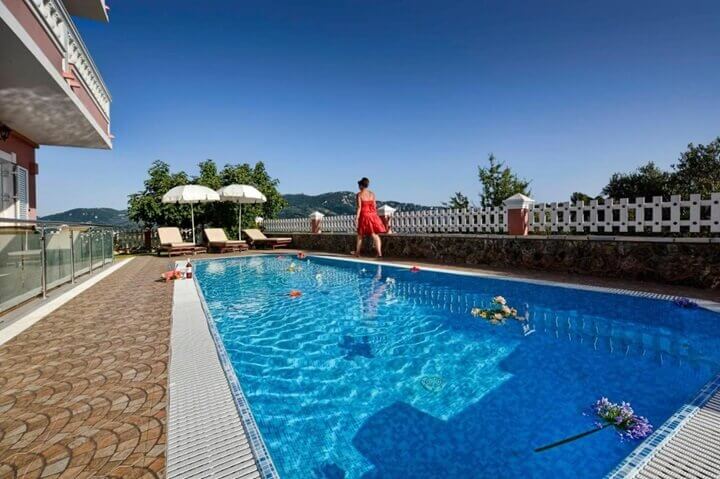 The pool at Villa Chrinos in Agios Georgios on the north-western coast of Corfu