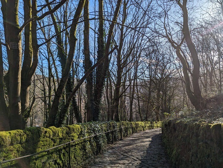 The cobbled path from the town centre to Heptonstall