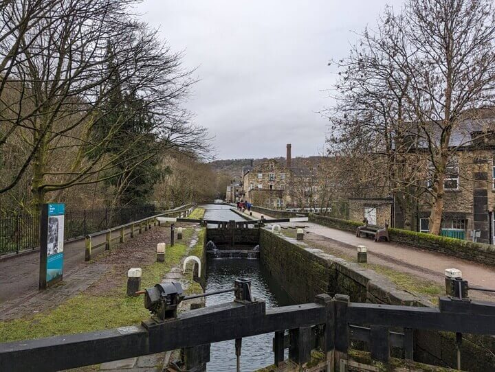 A section of the Rochdale Canal in Hebden Bridge