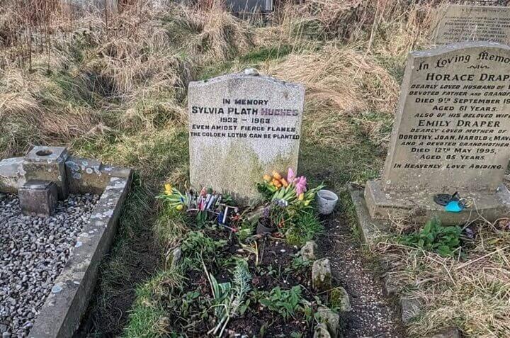 The grave of Sylvia Plath in the newer part of the St Thomas’ graveyard