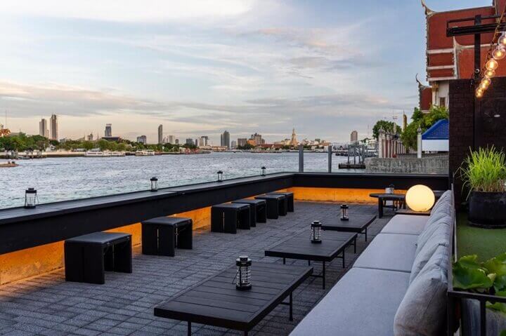 Terrace with riverside views at Theatre Residence