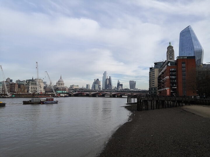 Walking along the River Thames in Central London