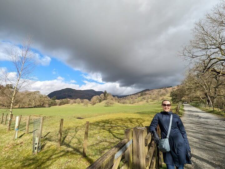 Ksenia at the start of the coffin route between Ambleside and Grasmere